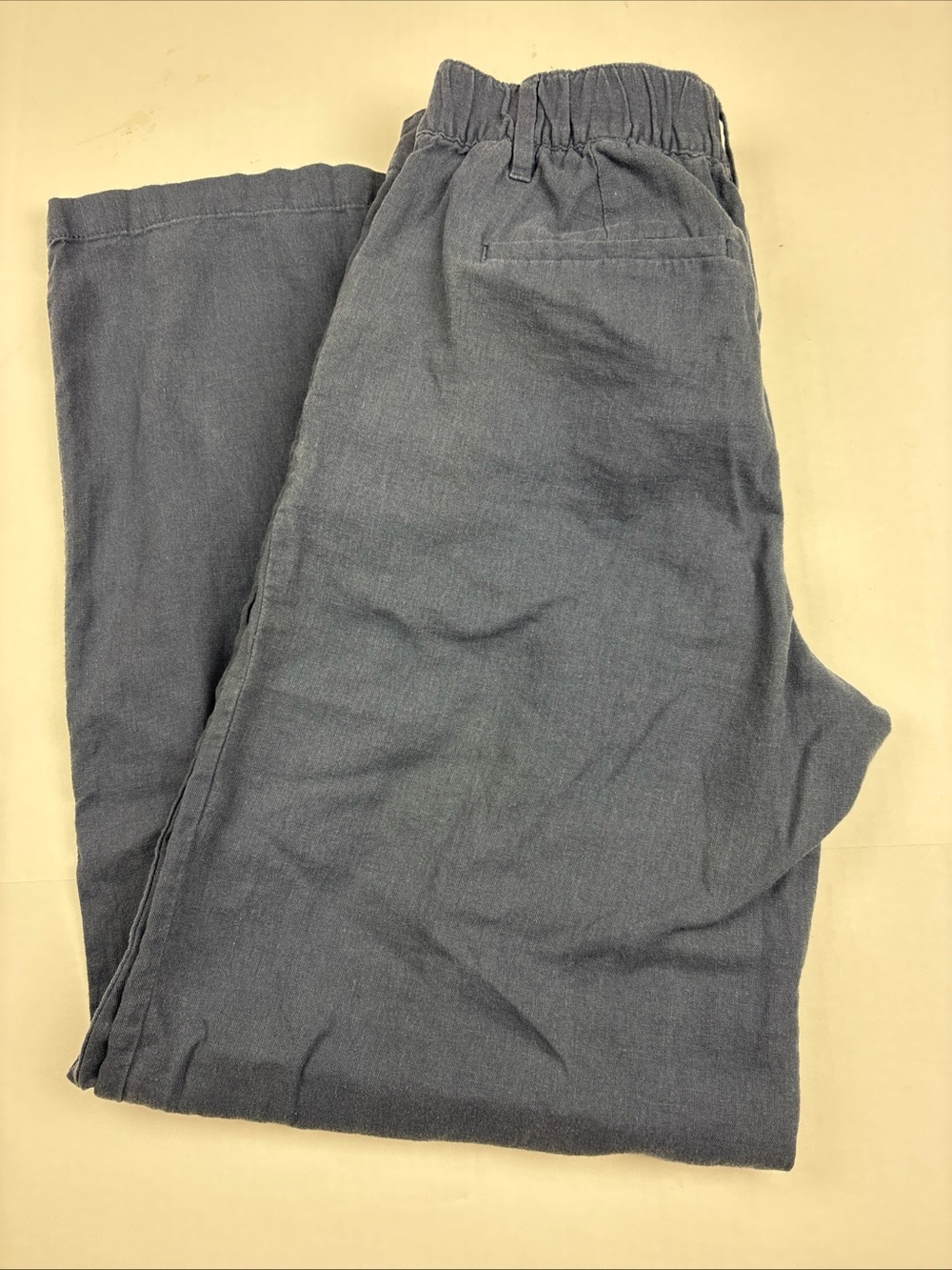 Gap Women Size 6 Pants Easy Trouser Blue Gray Linen Blend Pleated Wide High Rise